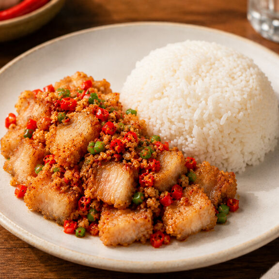 Chilli Salt Stir-Fry on Rice